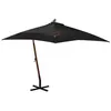 Image de vidaXL Parasol de Jardin Suspendu avec Mât, Pare-soleil de Patio, Abri de Soleil, Parasol de Terrasse, Noir 3x3 m Bois de 313778