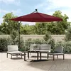 Image de vidaXL Zweefparasol met LED en stalen paal wijnrood313780