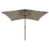 Image de vidaXL Parasol de Jardin avec LED et Mât en Acier, Pare-soleil de Patio, Abri de Soleil, Parasol de Plage Terrasse 313789