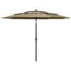 Image de vidaXL Parasol 3-laags met aluminium paal 3 m taupe313871