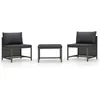 Image de Salon de jardin modulable Vidaxl resine tressee gris 3 pieces x 54 x 60 3 personnes