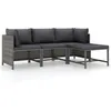Image de Salon de jardin 4 pcs avec coussins Résine tressée Gris
