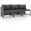 Image de Salon de jardin 3 pcs avec coussins Résine tressée Gris