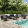 Image de Salon de jardin modulable Vidaxl resine tressee gris 9 pieces 69 x 60 x 69 9 personnes