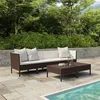 Image de Salon de jardin 6 pcs avec coussins Résine tressée Marron