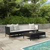 Image de Salon de jardin 6 pcs avec coussins résine tressée noir