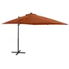 Image de vidaXL Parasol de Jardin en Porte-à-faux avec Mât et Lumières LED, Pare-soleil de Patio, Abri de Soleil Terrasse, Terre 312327