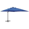Image de vidaXL Zweefparasol met paal en LED-verlichting 300 cm azuurblauw312349
