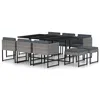 Image de Ensemble à manger de jardin coussins 11 pcs Résine tressée Gris