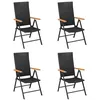 Image de Chaises de jardin lot de 4 Résine tressée Noir