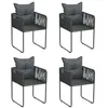 Image de Chaises d extérieur lot de 4 avec oreillers Résine tressée Noir