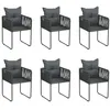 Image de Chaises d extérieur lot de 6 avec oreillers Résine tressée Noir