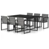 Image de Salon de jardin 7 pcs avec coussins Résine tressée Gris