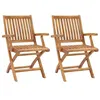 Image de Chaises de jardin pliables - VIDAXL - Bois de teck massif - Brun - Naturel - 2 personnes