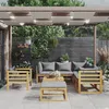 Image de Salon de jardin 8 pcs avec coussin Bois d acacia solide
