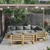 Image de Salon de jardin modulable vidaxl gris bois massif 10 personnes 70 x 68 x 60 cm 10 pieces