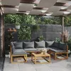 Image de Salon de jardin 7 pcs avec coussin Bois d acacia solide