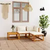 Image de Salon de jardin 4 pcs avec coussin Crème Bois d acacia solide