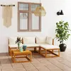 Image de Salon de jardin 5 pcs avec coussin Crème Bois d acacia solide