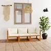 Image de Canapé de jardin à 3 places avec coussin Crème Bois d acacia