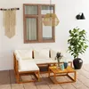 Image de Salon de jardin 5 pcs avec coussin Crème Bois d acacia solide