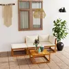 Image de Salon de jardin 4 pcs avec coussin Crème Bois d acacia solide