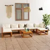 Image de Salon de jardin 8 pcs avec coussin crème bois d'acacia solide