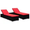 Image de vidaXL Chaises longues de jardin table à thé 3 pcs Résine tressée Noir