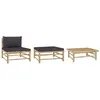 Image de Salon de jardin modulable Vidaxl bambou gris 3 pieces 70 x 65 x 60 2 personnes