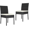 Image de Lot de 2 chaise vidaxl en resine tressee empilable non pliable H. 88 cm exterieur noir