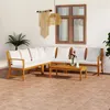 Image de Salon de jardin 6 pcs avec coussin Crème Bois d acacia solide