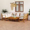 Image de Salon de jardin modulable Vidaxl bois massif beige 9 pieces 60.5 x 100 x 81 9 personnes