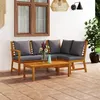 Image de Salon de jardin modulable Vidaxl gris bois massif 4 pieces 60.5 x 114.5 x 81 cm 4 personnes