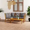 Image de Salon de jardin 4 pcs avec coussin Bois d acacia solide