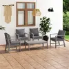 Image de Salon de jardin 5 pcs avec coussin Bois d acacia solide Gris