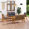 Image de Salon de jardin modulable Vidaxl gris 6 personnes bois massif 100.0 x 50 x 33 cm 5 pieces