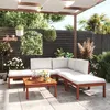 Image de Salon de jardin 6 pcs avec coussins Crème Bois d acacia solide