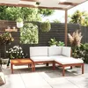 Image de Salon de jardin 4 pcs avec coussins Crème Bois d acacia solide