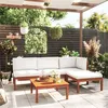 Image de Salon de jardin 5 pcs avec coussins Crème Bois d acacia solide