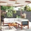 Image de Salon de jardin 6 pcs avec coussins Crème Bois d acacia solide