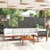 Image de Salon de jardin 6 pcs avec coussins Crème Bois d acacia solide