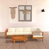 Image de Salon de jardin 6 pcs avec coussins blanc crème Bois d acacia