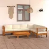 Image de Salon de jardin 7 pcs avec coussins blanc crème Bois d acacia