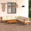 Image de Salon de jardin 8 pcs avec coussins blanc crème Bois d acacia