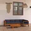 Image de Salon de jardin 6 pcs avec coussins gris foncé Bois d acacia
