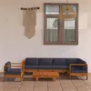 Image de Salon de jardin 7 pcs avec coussins gris foncé Bois d acacia