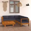 Image de Salon de jardin 6 pcs avec coussins gris foncé Bois d acacia