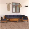 Image de Salon de jardin 8 pcs avec coussins gris foncé Bois d acacia