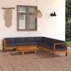 Image de Salon de jardin 8 pcs avec coussins gris foncé Bois d acacia