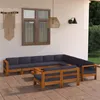 Image de Ensembles de bancs. canapes et tables de jardin Vidaxl bois massif gris 10 pieces x 63 x 60 10 personnes